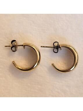 Gold Plated Sterling Silver 925 Half Hoop Earrings